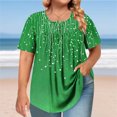 thumbnail image 2 of Cinvoph T-Shirts d'Été Grande Taille pour Femmes Col Rond Imprimé Manches Courtes Hauts Décontractés Blouses de Bureau Amples, 2 of 6