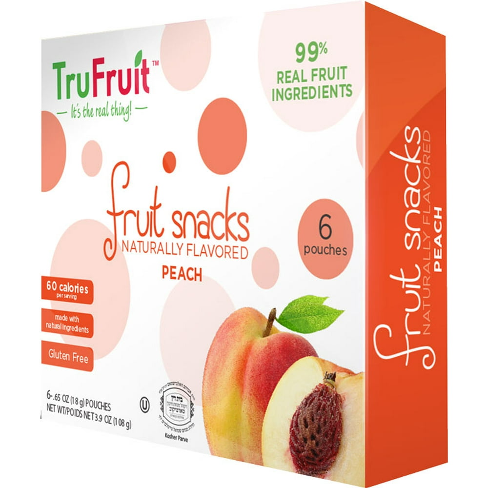 TruFruit Kosher Fruit Snacks Naturally Flavored Peach 6 Packets