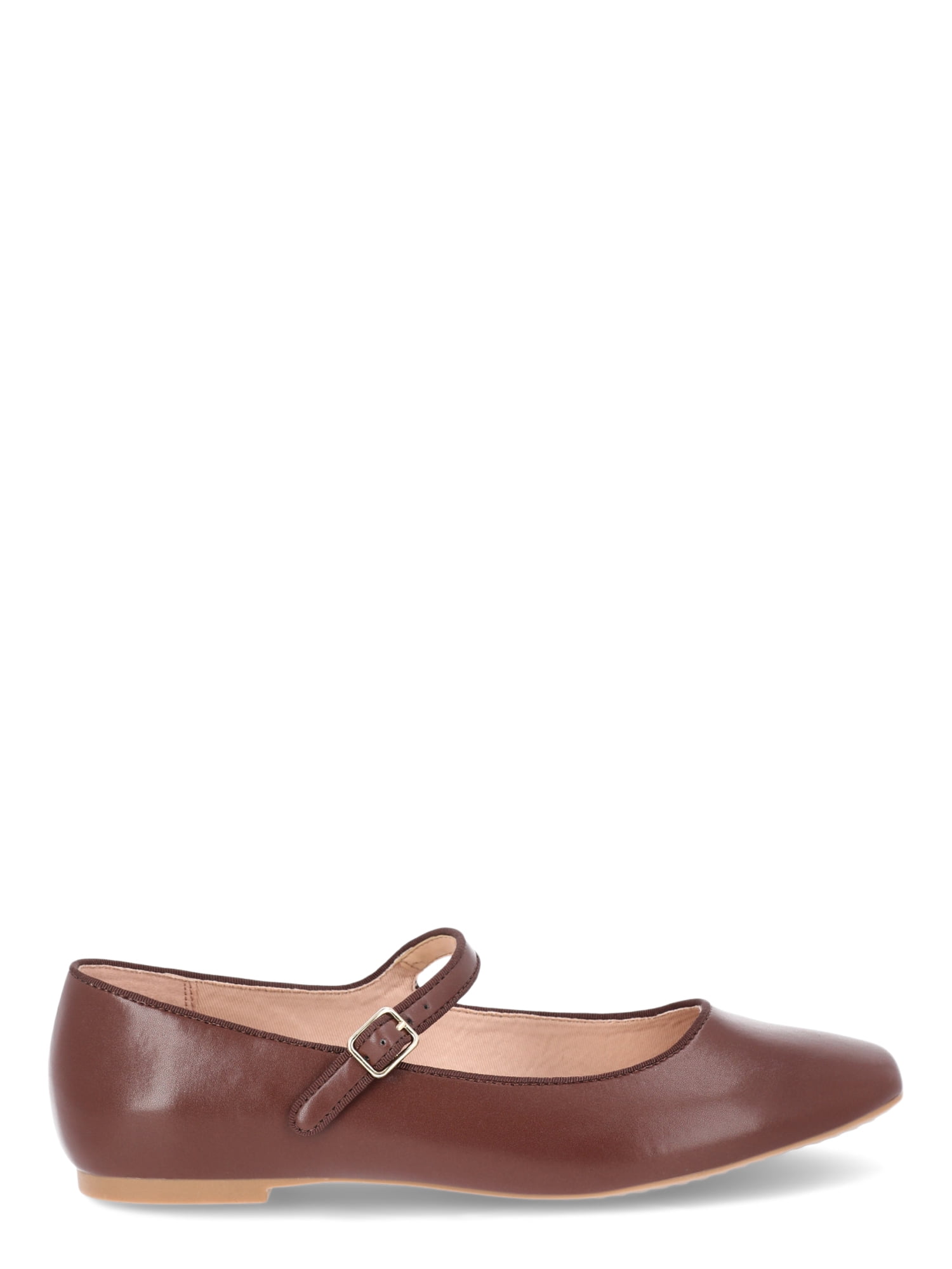 Time and Tru Women's Faux Leather Mary Jane Flats, Wide Width Available