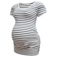 thumbnail image 6 of Bearsland Women’s Cotton Breathable Short Sleeve Maternity Shirt Casual Side Ruched Tunic Pregnancy Top Clothes 2-Pack, 6 of 6
