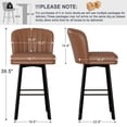 thumbnail image 2 of MultiHaven 30" Shell Back Bar Stools Set of 3,Swivel Counter Height PU Leather Chairs with Metal Legs for Kitchen Island,Bar,Cafe - Dark Brown, 2 of 9