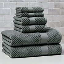 Better Homes & Gardens Signature Soft Cotton Popcorn Textured 6 Piece Bath Towel Set,Grey Flannel