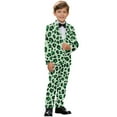 thumbnail image 2 of Xoenoiee Green Shamrock Print Boys Suits 2 Piece Formal Suit Set Slim Fit Formal Dress Clothes St. Patrick's Day Ring Bearer Outfit for Kids, Size 5-6 Years, 2 of 7