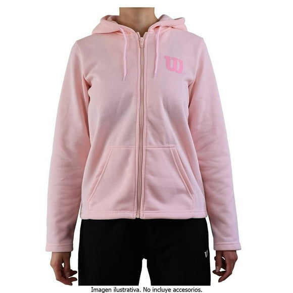 Sudadera Wilson Talla CH Deportiva Abierta con Cierre y Capucha de French Terry Rosa