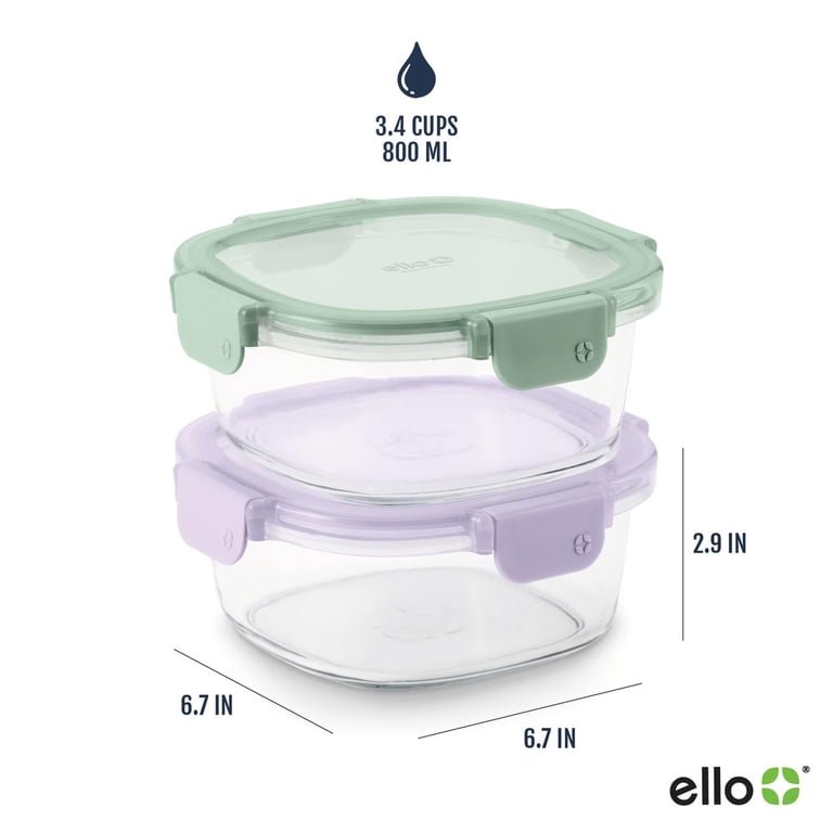 Ello Color Lock 3.4 Cup Round Glass Meal Prep Containers 2-Pack photo 6