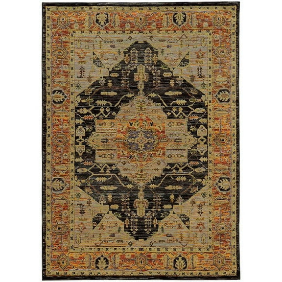 Oriental Weavers Andorra Area Rug 7138B Traditional Gold Scrolls Petals 2' 6" x 12' Rectangle