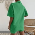 thumbnail image 6 of WAYUTE Womens Sets 2 Piece Outfits V Neck Solid Color Shorts and Shirt Top Shirt Slim Suits Travel Vacation Fashion Casual Summer Outfit, 6 of 7