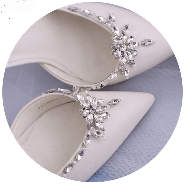 Pearl Shoe Clips Rhinestone Crystal Bridal Shoe Buckles Decorative Flower  Shoe Charms