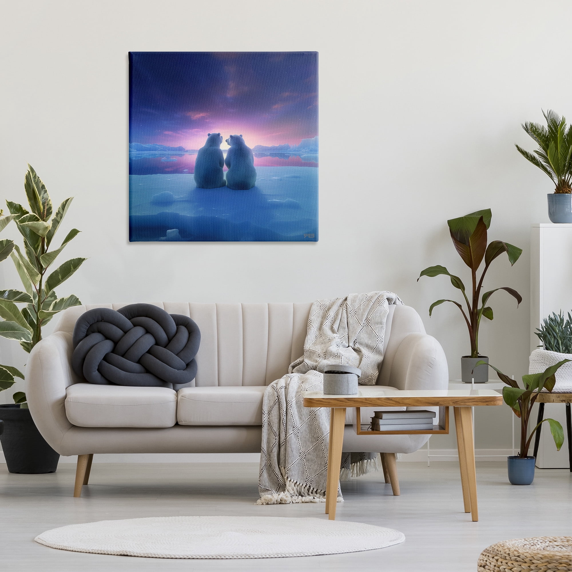 Stupell Industries Polar Bears at Sunset Animals & Insects Painting Gallery Wrapped Canvas Art Print Wall Art, 36 x 36