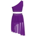 thumbnail image 2 of TTAO Kids Girls Lyrical Dress Ballet Dance Outfits Ballroom Outfits Athletic Crop Tops with Skirt Shorts Set Purple 12, 2 of 3