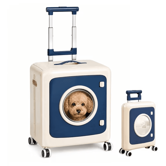 MQAAUP Foldable Waterproof Pet Carrier with 4 Swivel Casters, Heavy-Duty Dog Crate with 3 Height Settings, Tool-Free Assembly, Suitable for Indoor, Outdoor, and In-Car Use