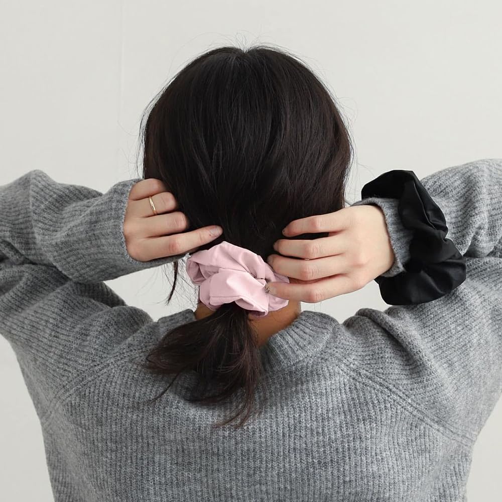 Satin Scrunchies for Women No Hair Damage, No Crease, Suitable for All Hair Types Elastics Bands Accessories Girls Black 5pcs