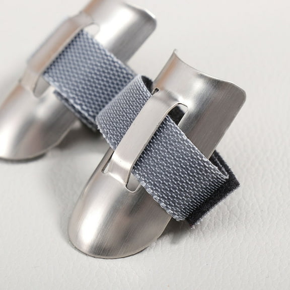 HEMOTON 2PCS Adjustable Finger Protector Stainless Steel Finger Nail Guard Kitchen Convenience Tools for Cutting Dicing Peeling Skinning