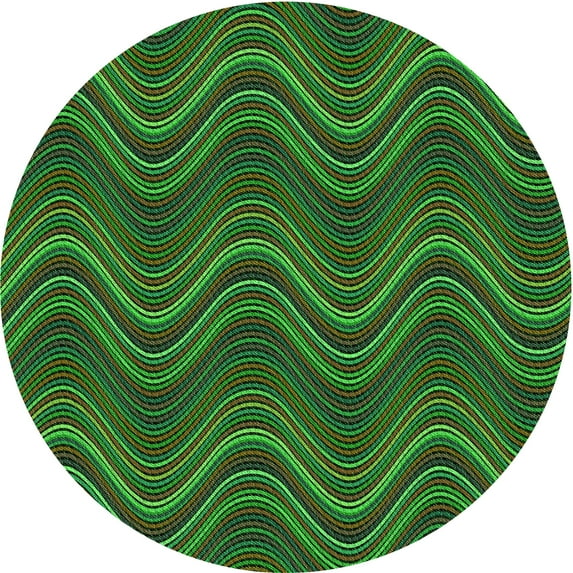 Ahgly Company Machine Washable Indoor Round Transitional Dark Forest Green Area Rugs, 7' Round