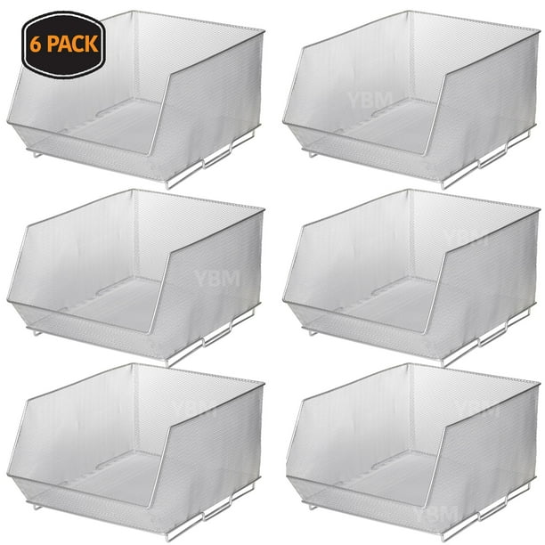 YBM Home Wire Mesh Stacking Storage Bin Container for Kitchen, Pantry