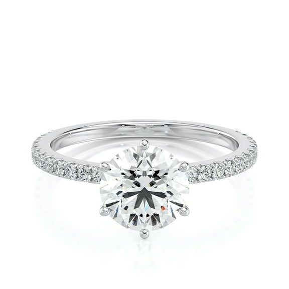 Oryn Jewel 14K White Gold Over 1.03 Ct Round Brilliant Solitaire Engagement Ring - Lab-Created Diamond Wedding Ring for Women - Ideal Gift for Proposal, Anniversary & Special Gifts for Her