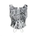 thumbnail image 4 of Womens Vintage Overbust Corsets Retro Floral Shapewear Bustier Corset Tops Lace Up Renaissance Body Shaper Gray, XXL, 4 of 4