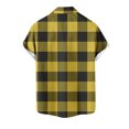 thumbnail image 4 of AHTJRT Men's Summer Casual Plaid Bowling Shirt with Short Sleeves and Lapel Collar for Beach Wear Yellow 4XL, 4 of 5