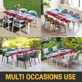 thumbnail image 5 of Blue White Red Table Cloths for 6 Foot Rectangle Tables, Tie-dye American Flag Star Abstract Patio Waterproof Elastic Fitted Tablecloths, Washable Rectangular Table Cover for Camping, 5 of 8