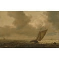 thumbnail image 2 of Pieter Mulier the Elder 14x11 Gold Ornate Wood Frame and Double Matted Museum Art Print Titled - Fishing Boat with the Wind in the Sails (1625 - 1640), 2 of 4