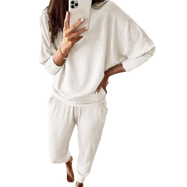 Conjunto Deportivo PRETTYGARDEN Mujer Manga Larga Acanalada XL Blanco
