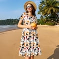 thumbnail image 4 of Daiia Robes pour Femmes Imprimé Chats Mignons 2025 Tendance Manches Courtes Robes Décontractées Amples Fluides Maxi Robes de Soleil, 4 of 6