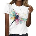 thumbnail image 2 of WXLWZYWL Womens Summer Tops Plus Size Short Sleeve Round Neck Tie Dye Shirts Colorful Butterfly Dragonfly Printing Graphic Tees Tops Casual Loose Summer T-Shirt, 2 of 4
