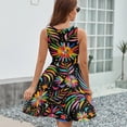 thumbnail image 6 of Mexican Black Pattern Dress Summer Street Style Dresses Female Sleeveless Printed Sundress, 6 of 7