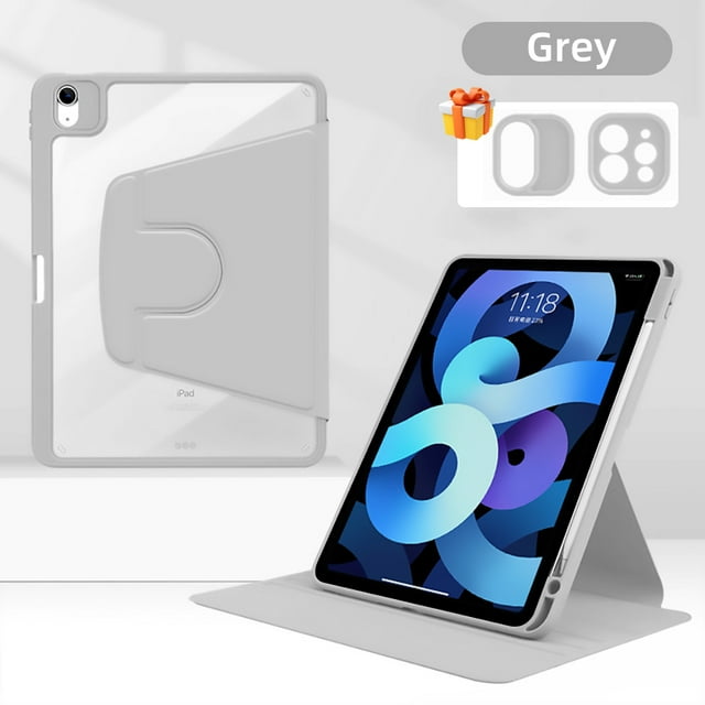 Pour iPad 10e Génération Étui Rotation 360° pour Air 5/4 Pro11 10,9 Po Étui pour Mini 6 iPad 7/8/9e 10,2 Po Pro12.9 Housse de Tablette Gris iPad Pro 11