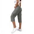 thumbnail image 5 of Lumtrix Cargo Capris For Women Summer Dressy Casual Loose Capri Pants With Pockets High Waisted Work Button Cropped Pant Gray XL, 5 of 7