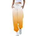 thumbnail image 2 of WERYOUNG Girls Boys Sports Pants Spring Summer Gradient Color Stretch Elastic Waist Drawstring Jogger Pants Kids Comfort Athletic Pants,Orange,9-10 Years, 2 of 6