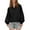 Black, variant on ShomPort Oversized Sweatshirts for Women V-Neck Trim Patchwork Long Sleeve Pullover Trendy Fall Sports Hooded