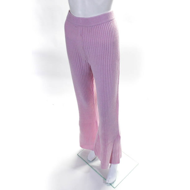 Something Navy Womens Ribbed Knitted Flare Pants Knit Pants Pink Size XL