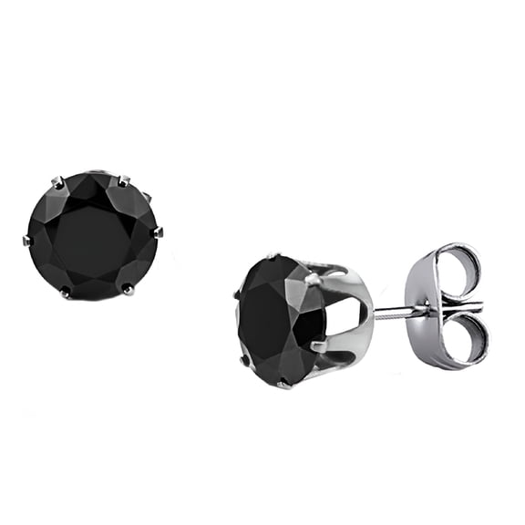 DESIGNICE Women 316L Titanium Steel Ear Studs Small Black Round Crystal Earrings