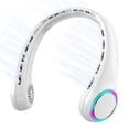 thumbnail image 1 of Bladeless Neck-Mounted USB Rechargeable Fan with Colorful LED Lights - Ultra-Quiet, Portable Hands-Free Cooling Device for Sports, Outdoor & Indoor Use - F8 White Model, 1 of 7