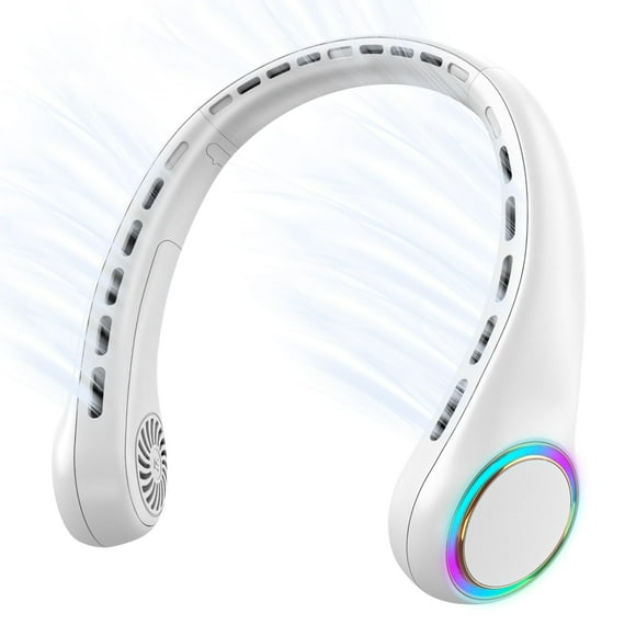 Ventilador de cuello GULAKI portátil de 4000 mAh, recargable, 3 velocidades, blanco