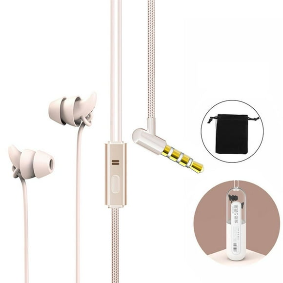 braveheart In-Ear Earphones Stereo Sleeping Earbuds with Microphone Noise Cancelling Earphones 3.5mm Wired Headset for MP3 Phones Pink
