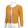 thumbnail image 2 of YEMAK Women's Crewneck Button Down 3/4 Sleeve Cropped Knit Cardigan Sweater MK3514, 2 of 11