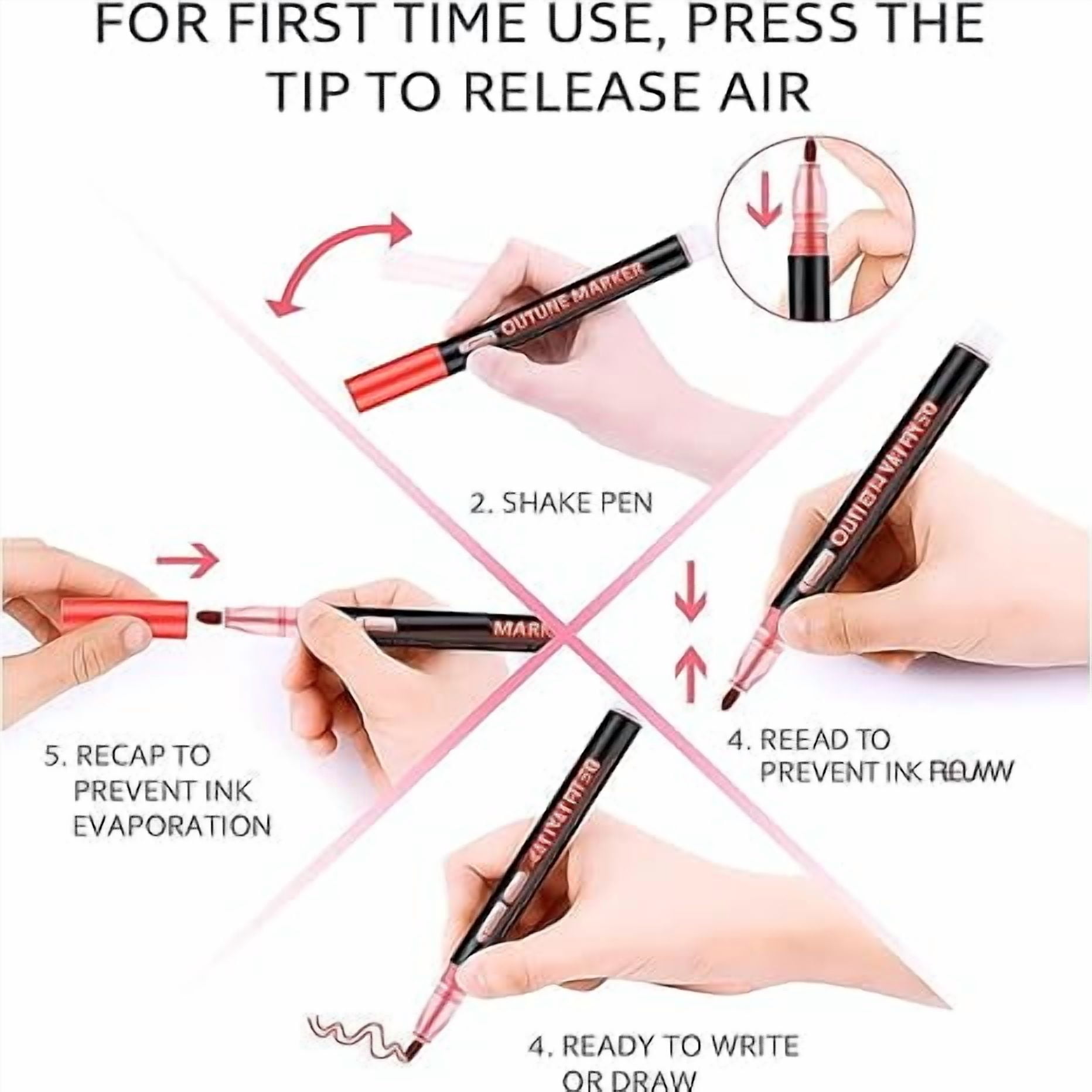 Christmas Gifts TweensMarker Pen for Highlight, 8/12/24/36 Colors Marker Pen for Highlight, Double Line Outline Pens