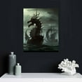 thumbnail image 4 of ARISTURING Norse Decor Black and White Painting Vikings Ship Artwork Fantasy Sailing Boat Pictures for Living Room Home 5 Panel Dragon Canvas Wall Art Modern Framed Ready to Hang Posters and Prints, 4 of 4