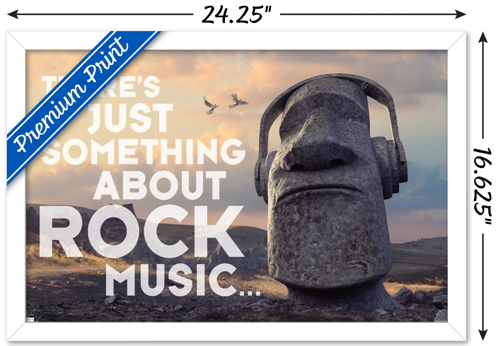 Moai Statue - Music Wall Poster, 14.725" x 22.375", Framed