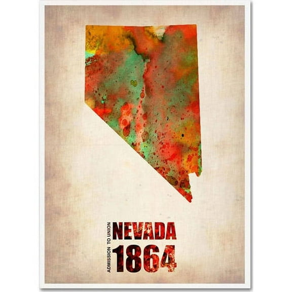 Trademark Fine Art "Nevada Watercolor Map" Canvas Art by Naxart