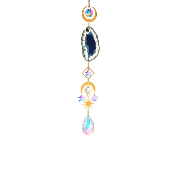 ¡Venta caliente! Atrapasueños de cristal: atrapasoles para colgar en la ventana con cristales y rodajas de ágata, adornos de campanas de viento, decoración para el hogar