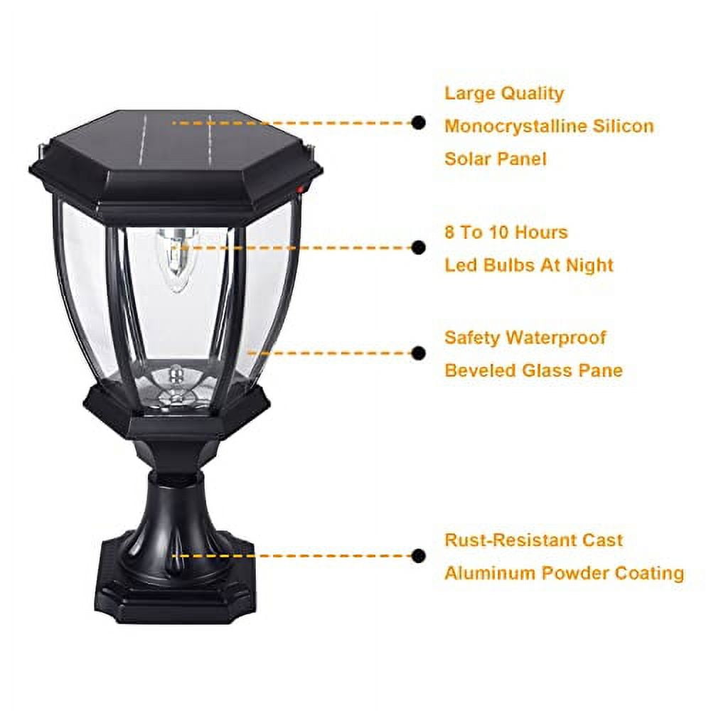 Kendal Solar Post Lights Outdoor, Waterproof Fence Solar Powered Pillar LED Light, Solar Deck Post Lights Decorations Porch Railing Patio with Clear Glass, Warm White, Black