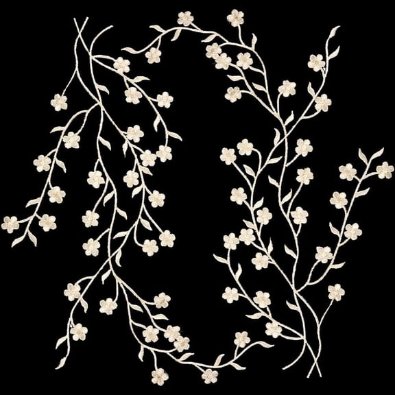 2Pcs Flower Blossom Applique Sew on Plum Floral Embroidery Patches Lace Fabric Trim Dresses Cloth Embellishments Accessories