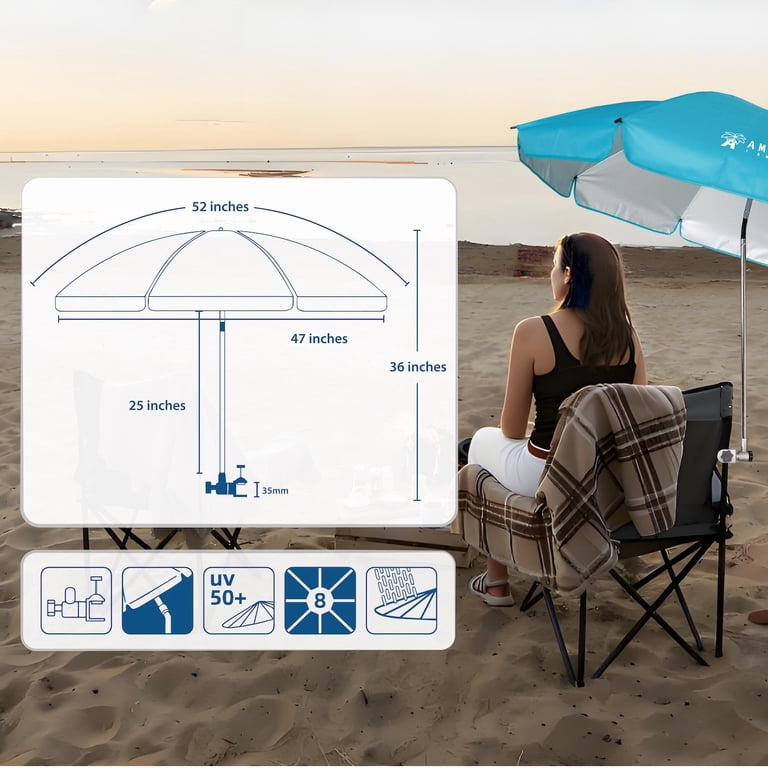Ammsun 52 Inch Chair Umbrella, Sky Blue photo 6