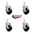 thumbnail image 2 of 4 Inch Soft Rubber Wheel Swivel 7/8 Inch Square Stem Caster Set with Brake SCC, 2 of 2