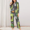 thumbnail image 3 of Kll Cartoon Dinosaurs Print Women'S Long Sleeve Pajamas With Pants Sleepwear Loungewear 2 Set-X-Large, 3 of 9
