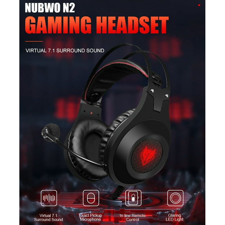 NUBWO Gaming Headset with Microphone for PS4 One PC Laptop, 3.5mm Over Ear Computer Headphones with Mic, LED Bass Stereo Surround Sound Volume Control - Walmart.com