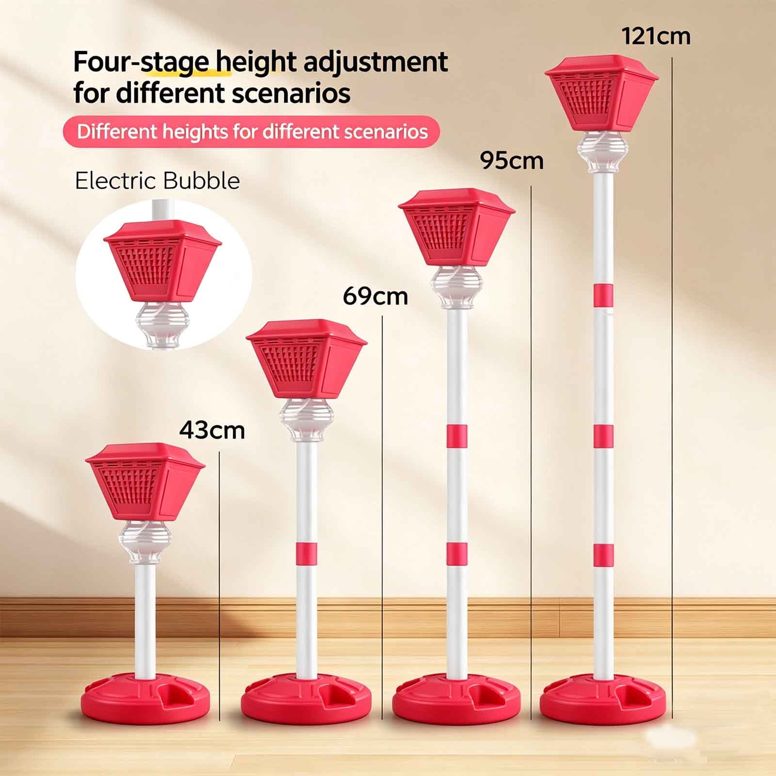 2026 Bubble Machine, Rechargeable Automatic Bubble Maker with Light Music, 3-Level Adjustable Heights, Detachable Bubble Wand for Outdoor Party Wedding 150ml